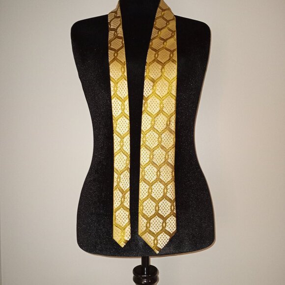 GOLD PATTERN LUXURY HANDMADE SILK TIE  STEVEN LAND - Picture 1 of 6